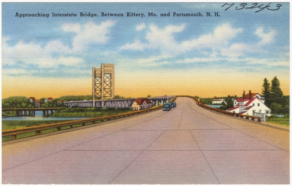 This image shows the approach to the Sarah Mildred Long Bridge, which featured two separate movable portions.