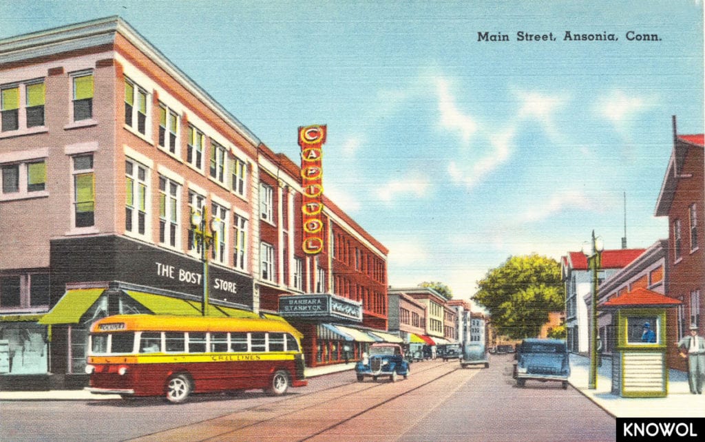 Ansonia's Main Street as it used to look in the 1950's.