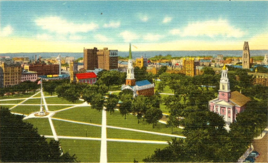 The New Haven Green is a 16 acre privately owned park in downtown New Haven.