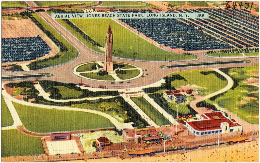 Robert Moses originally planned for the traffic circle in front of the water tower to serve as the end of the Wantagh State