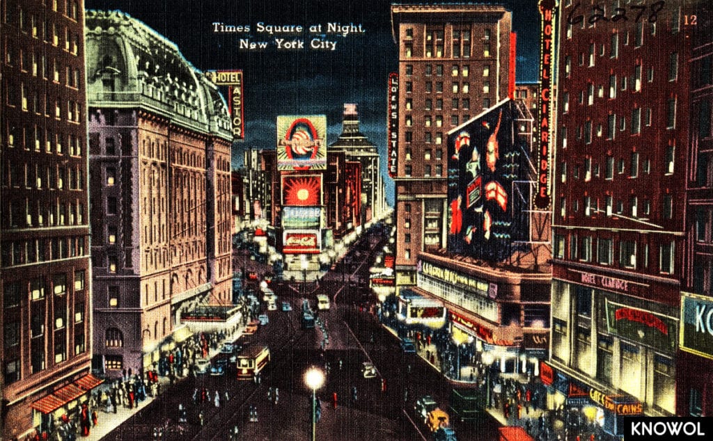 This picture shows Times Square as it looked in the 1930's.