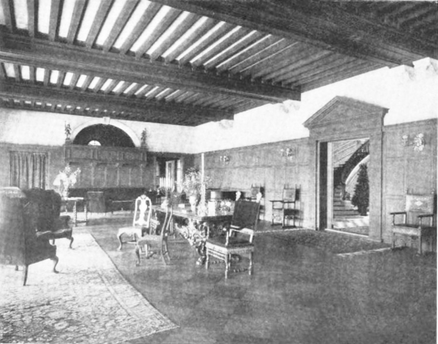 The great living room, with wainscotted walls...