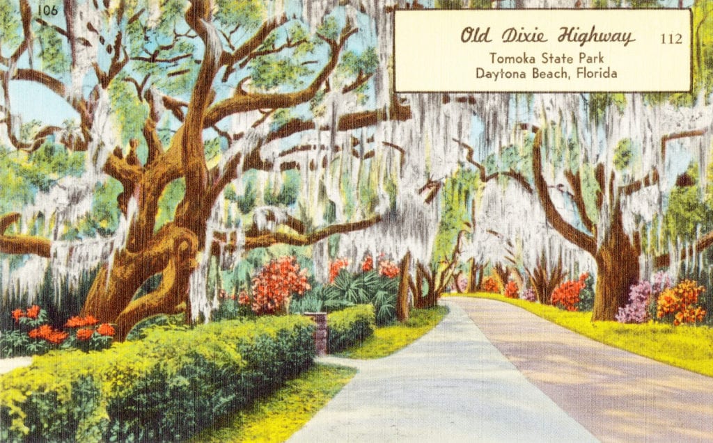 Postcard showing Daytona Beach in the 1950's