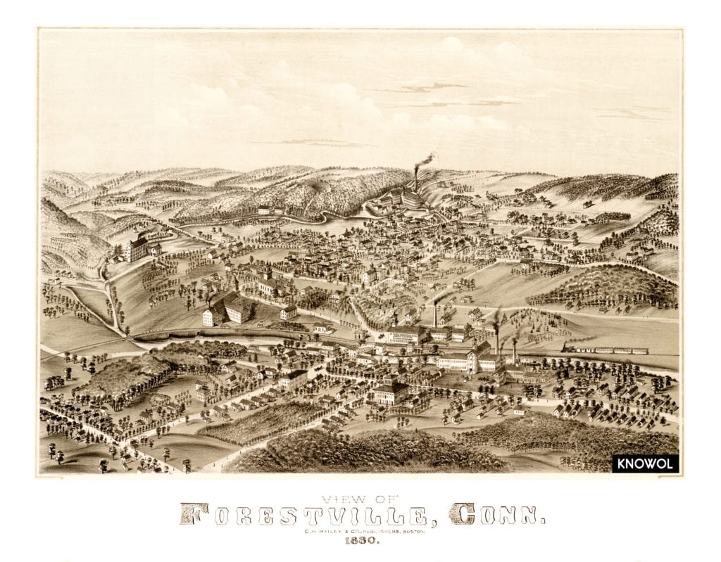 Beautiful vintage map of Forestville, CT from 1880