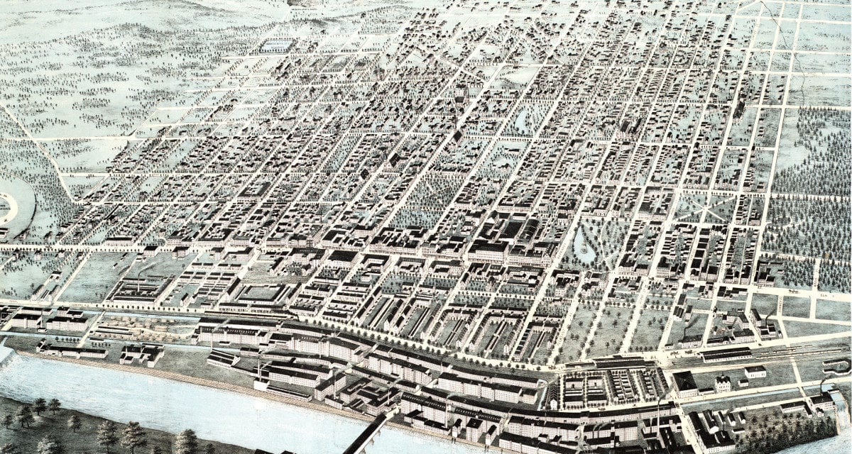 Vintage map of Manchester, NH from 1876