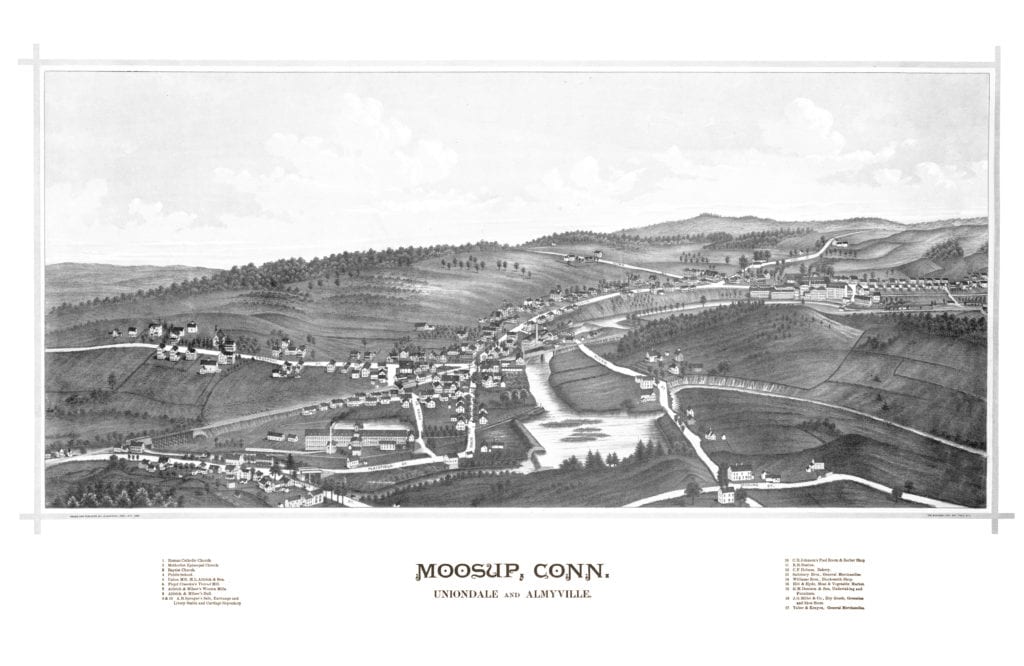 Beautiful vintage map of Moosup, CT from 1889