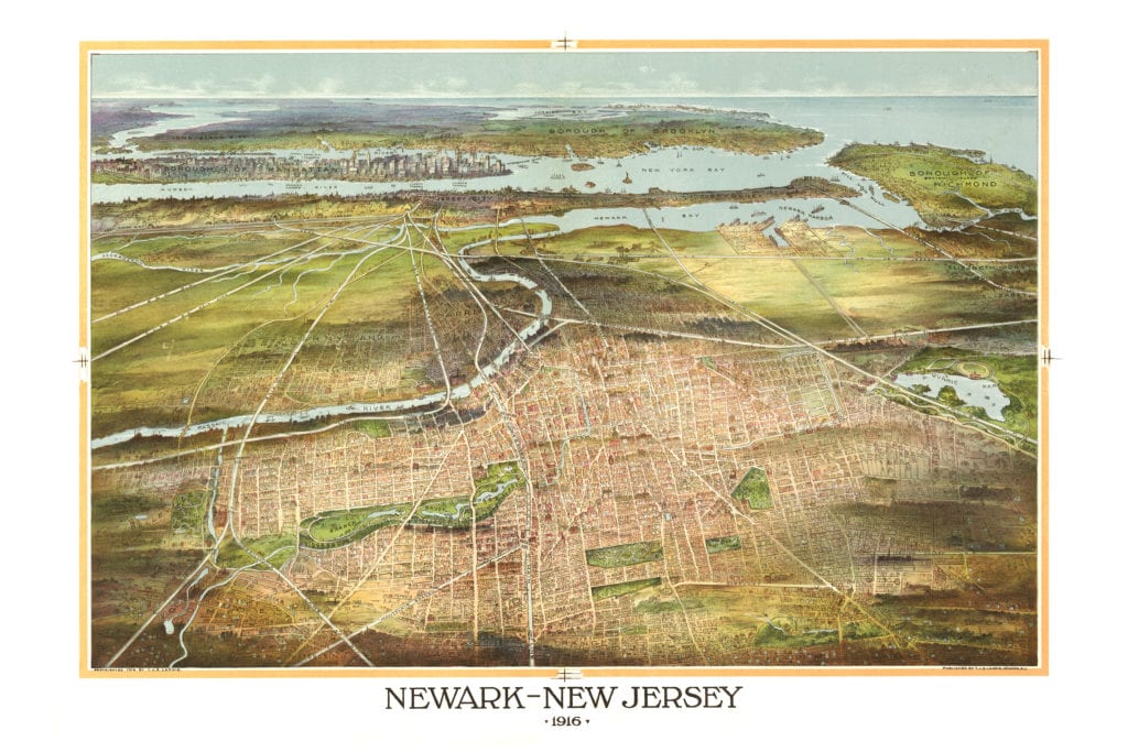 Amazing old map of Newark, New Jersey from 1916