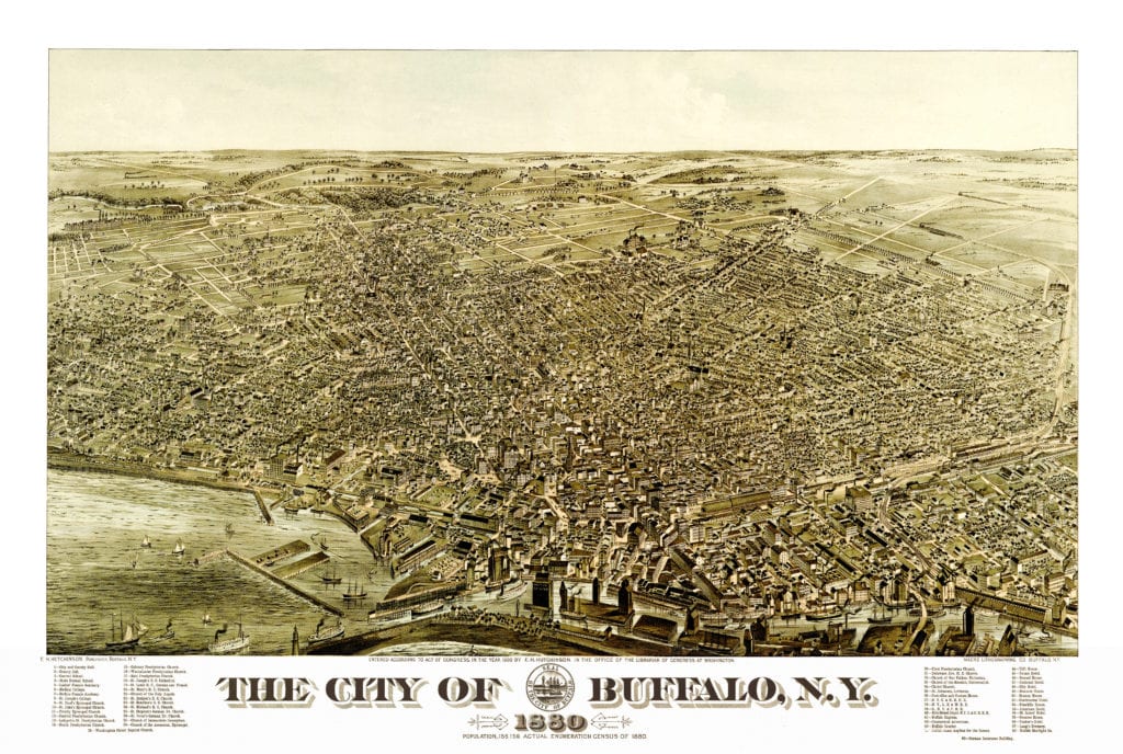 Beautiful vintage map of Buffalo, NY from 1880
