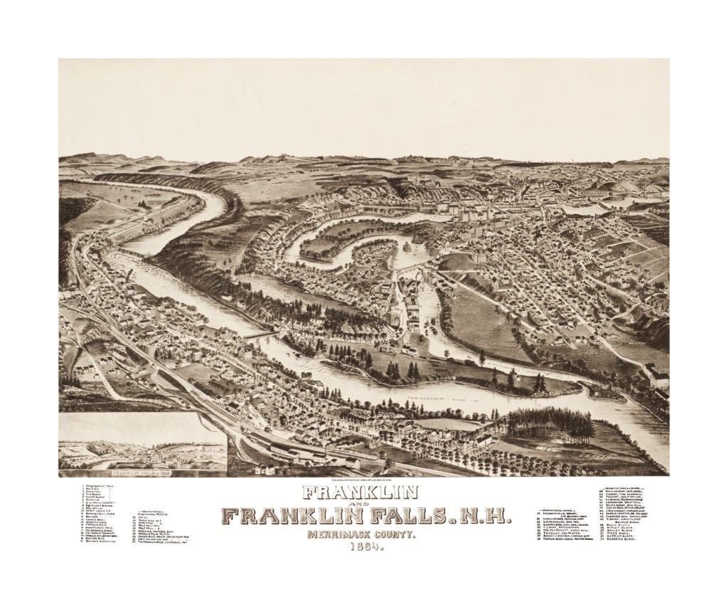 Amazing vintage map of Franklin New Hampshire from 1884