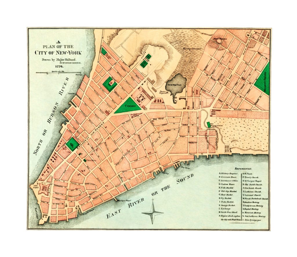 Amazing old map reveals original layout of NYC in 1776