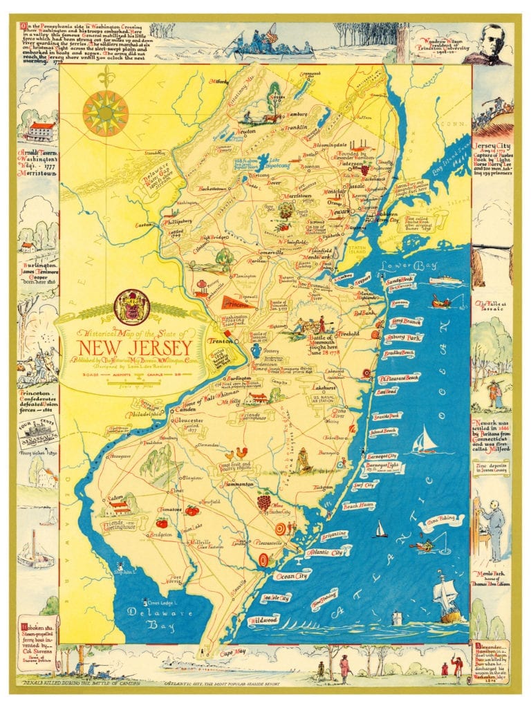 Amazing map of New Jersey filled with historical trivia