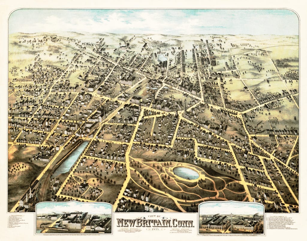Amazing old map of New Britain, Connecticut from 1875