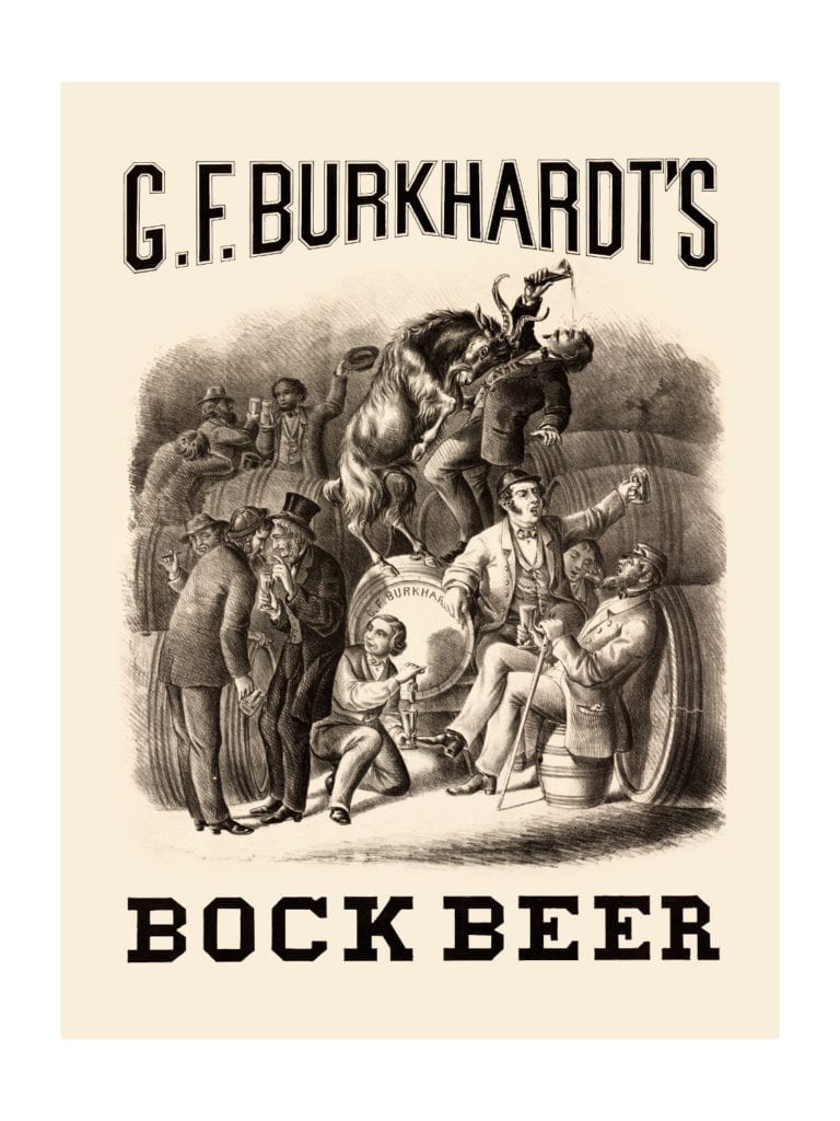 This advertising poster for the Burkhardt Brewing Company was created by Charles Wellington Reed in 1877.