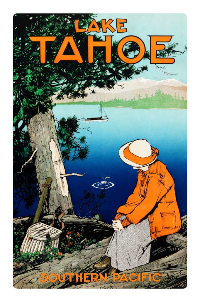 Vintage Lake Tahoe travel poster was created in 1923 by W.T. De Lappe.