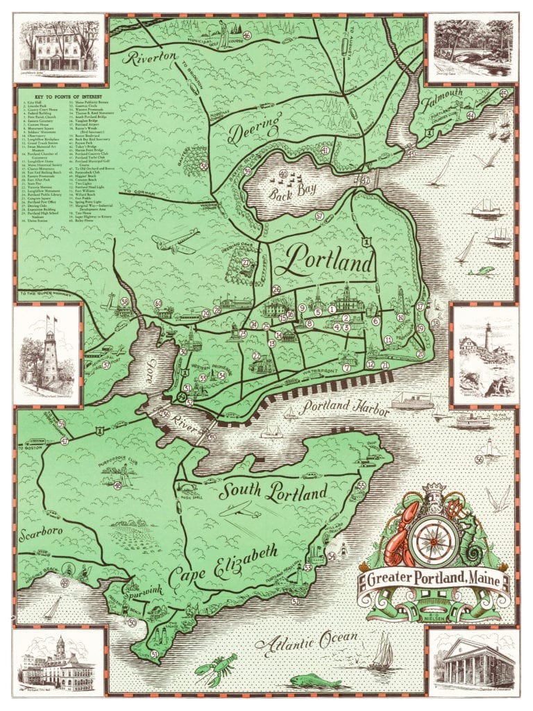 Amazing old map of Portland, Maine from 1962