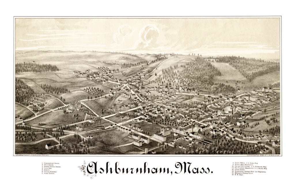 Old map of Ashburnham, Massachusetts from 1886