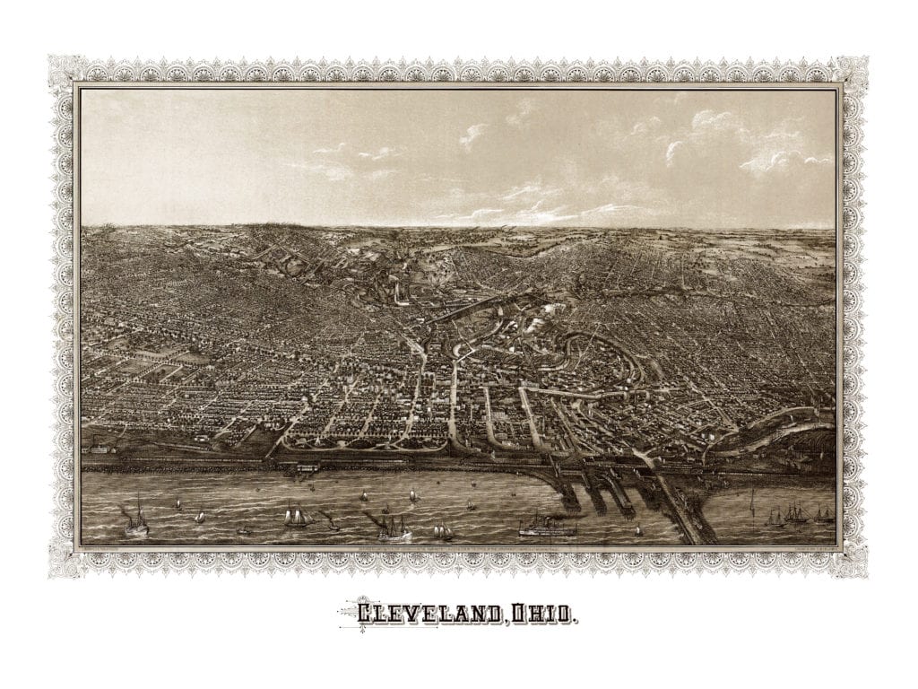 Detailed map of Cleveland, Ohio in 1887