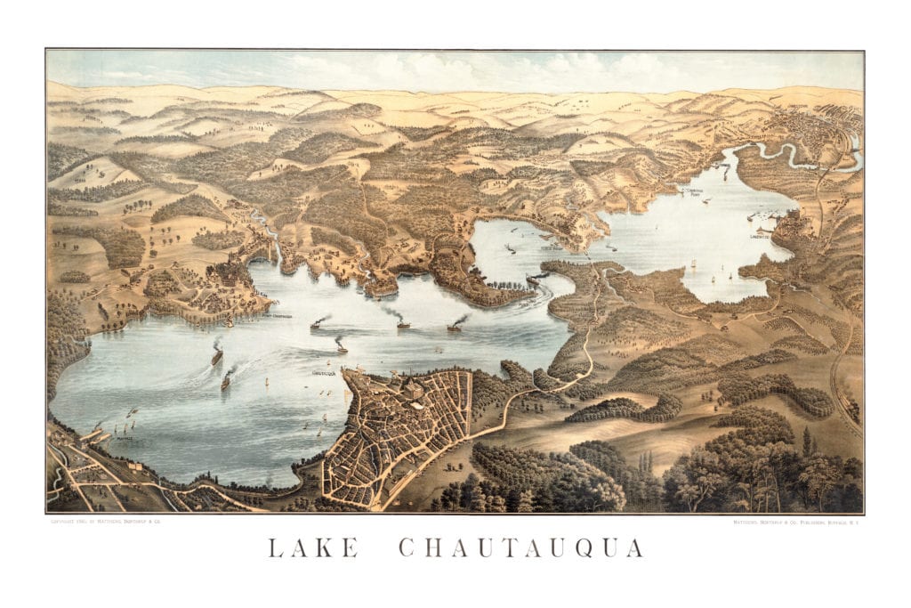 Restored map of Chautauqua Lake from 1885