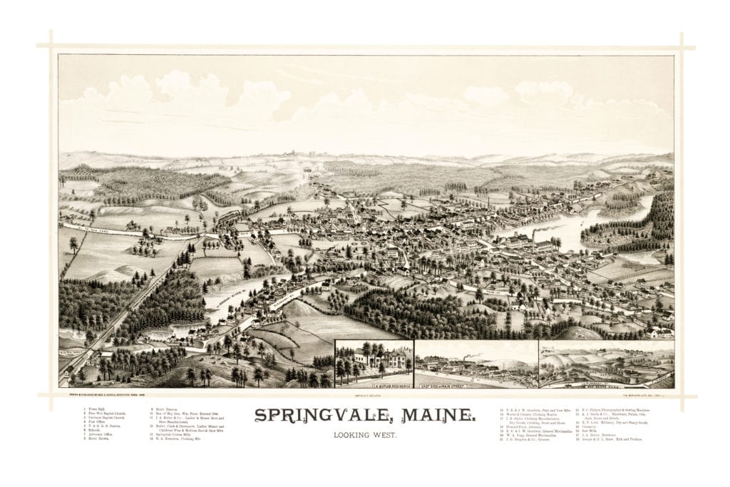 Historic old map of Springvale, Maine from 1888