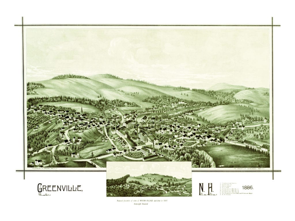 Stunning old map of Greenville, New Hampshire from 1886