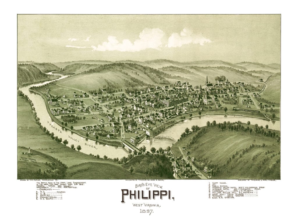 Historic old map of Philippi, West Virginia in 1897
