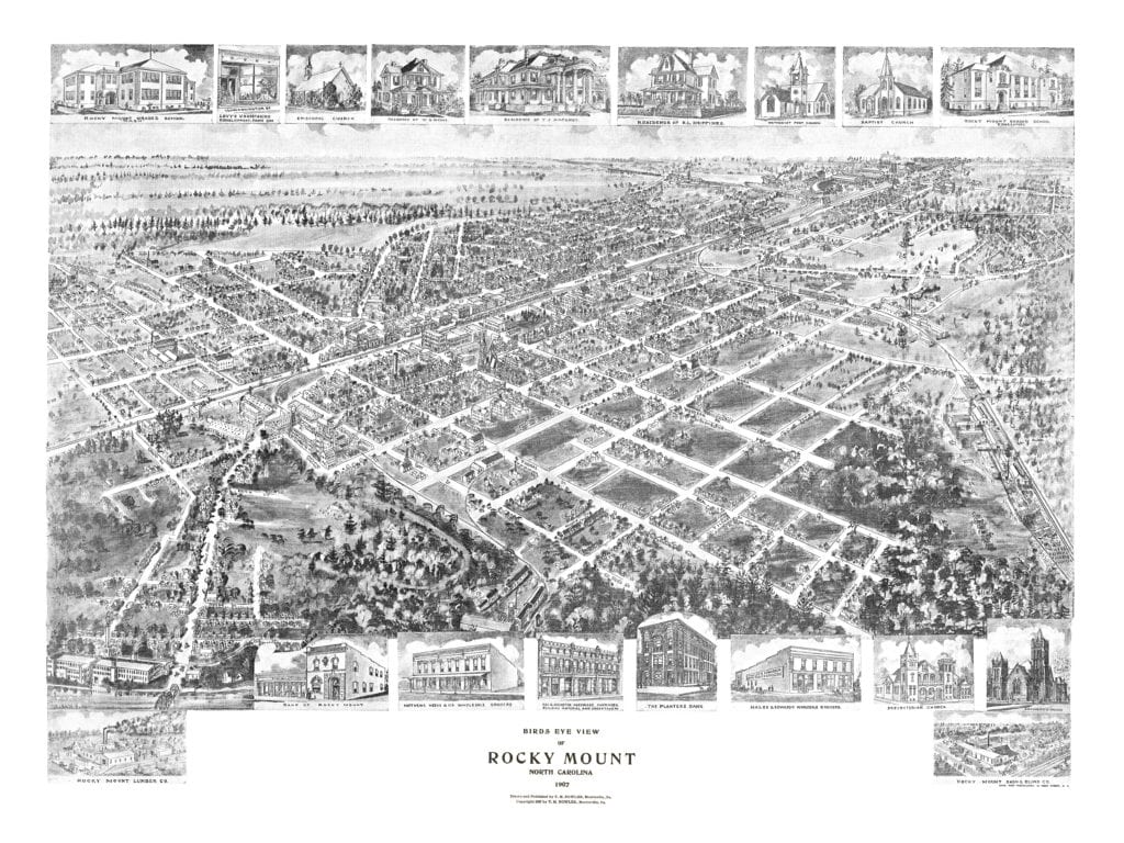 Bird's eye view of Rocky Mount, North Carolina in 1907