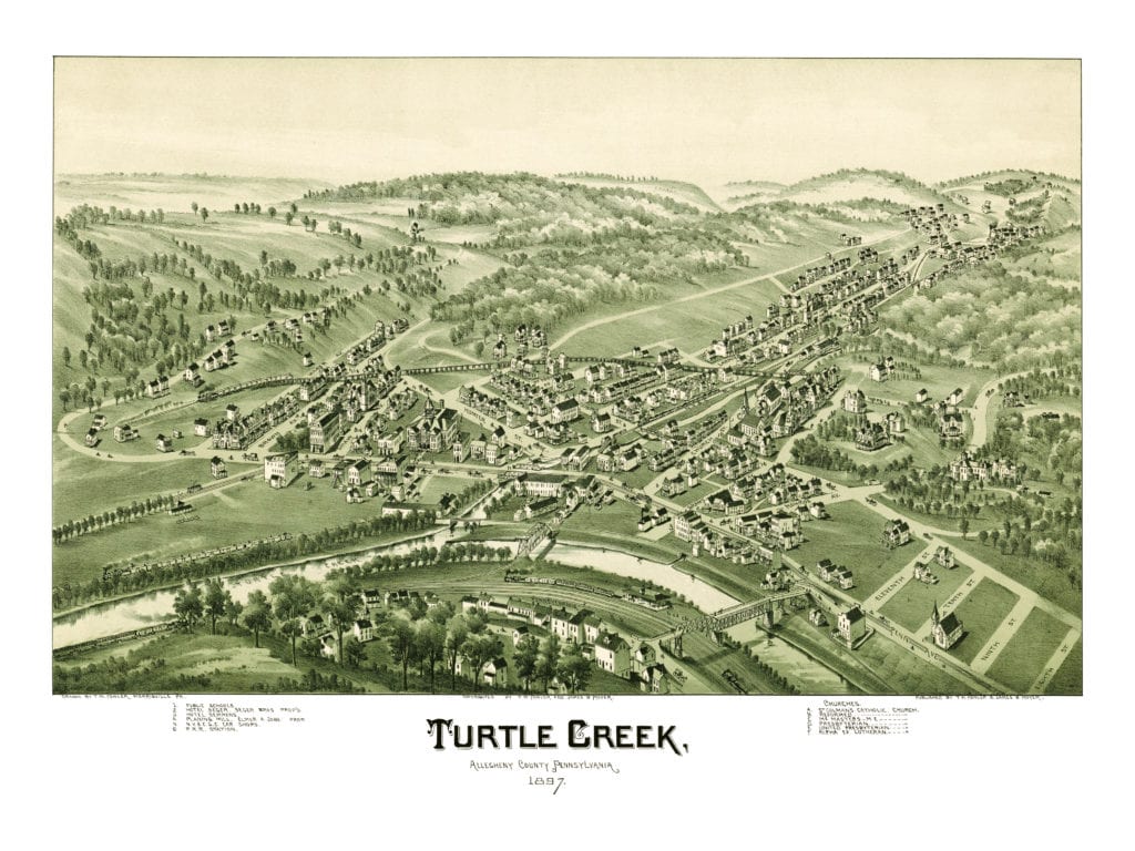Restored old map of Turtle Creek, PA from 1897