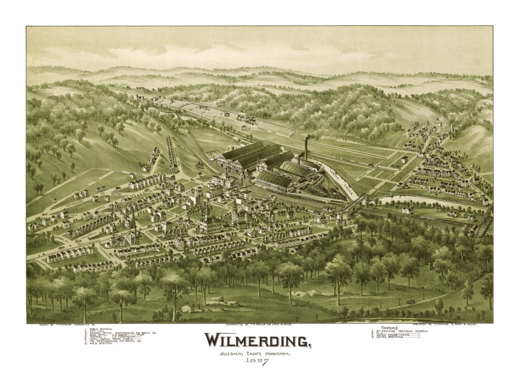 Beautiful bird's eye view of Wilmerding, PA from 1897