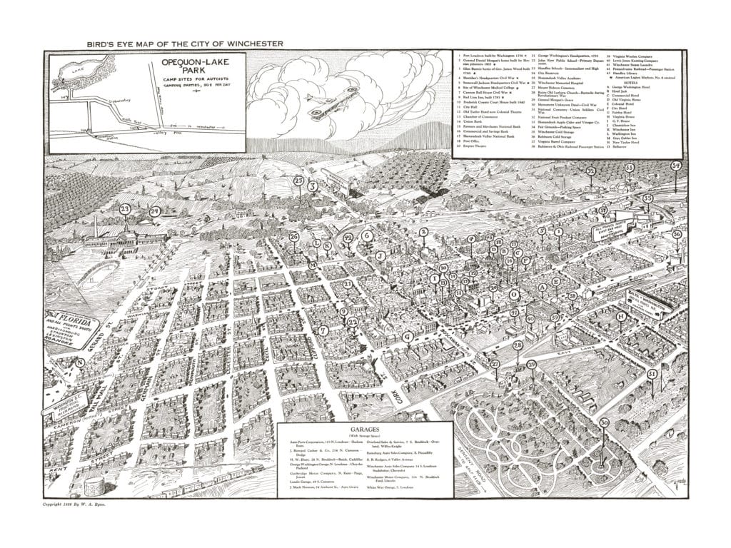 Detailed map of Winchester, Virginia from 1926