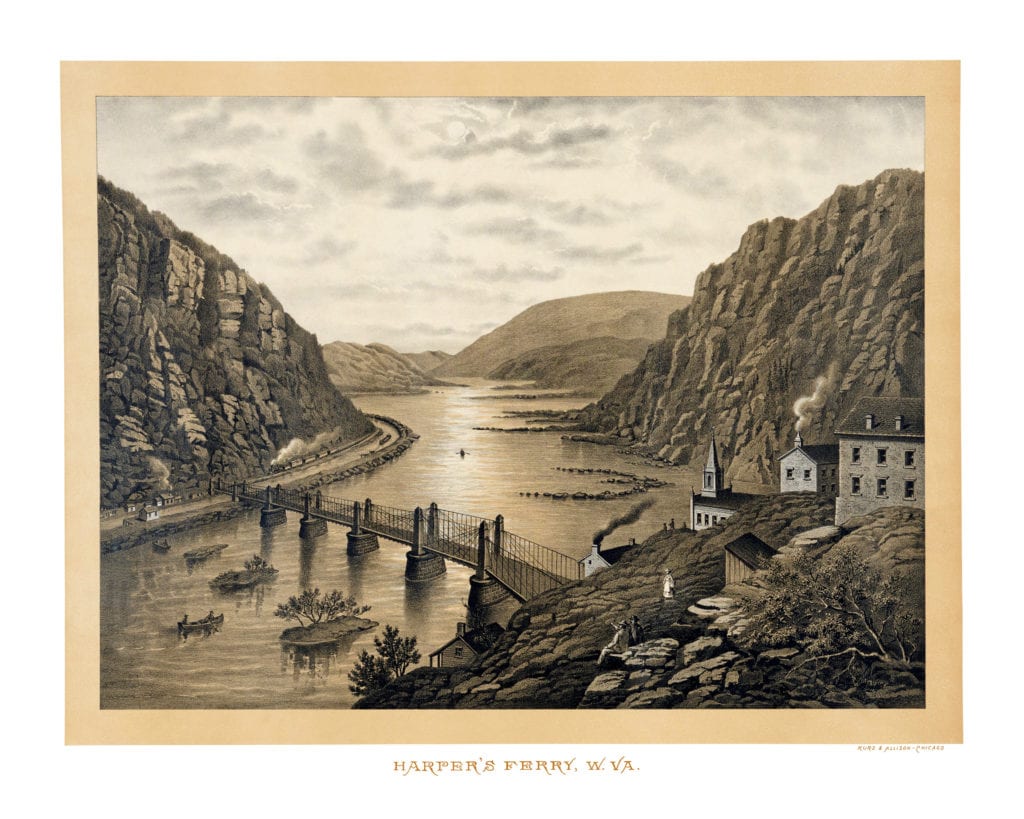 Bird's eye view of Harper's Ferry, West Virginia in the 1880's