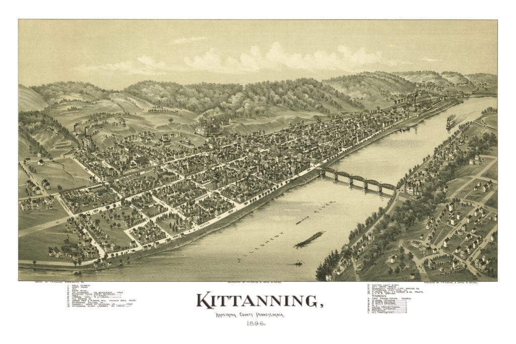 Restored map of Kittanning, PA from 1896