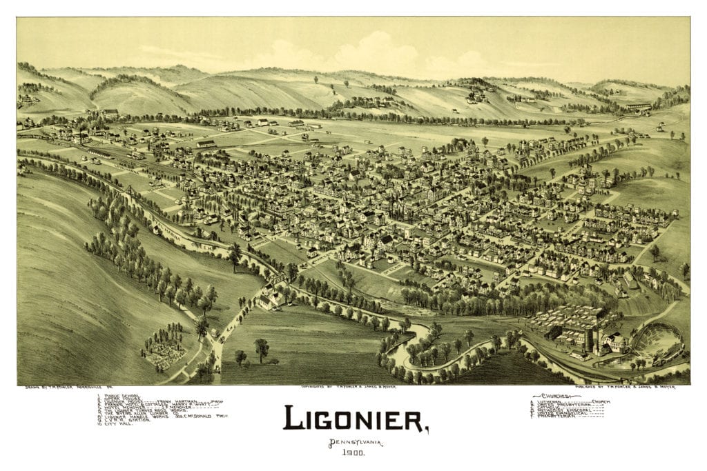 Old map reveals bird's eye view of Ligonier, Pennsylvania in 1900