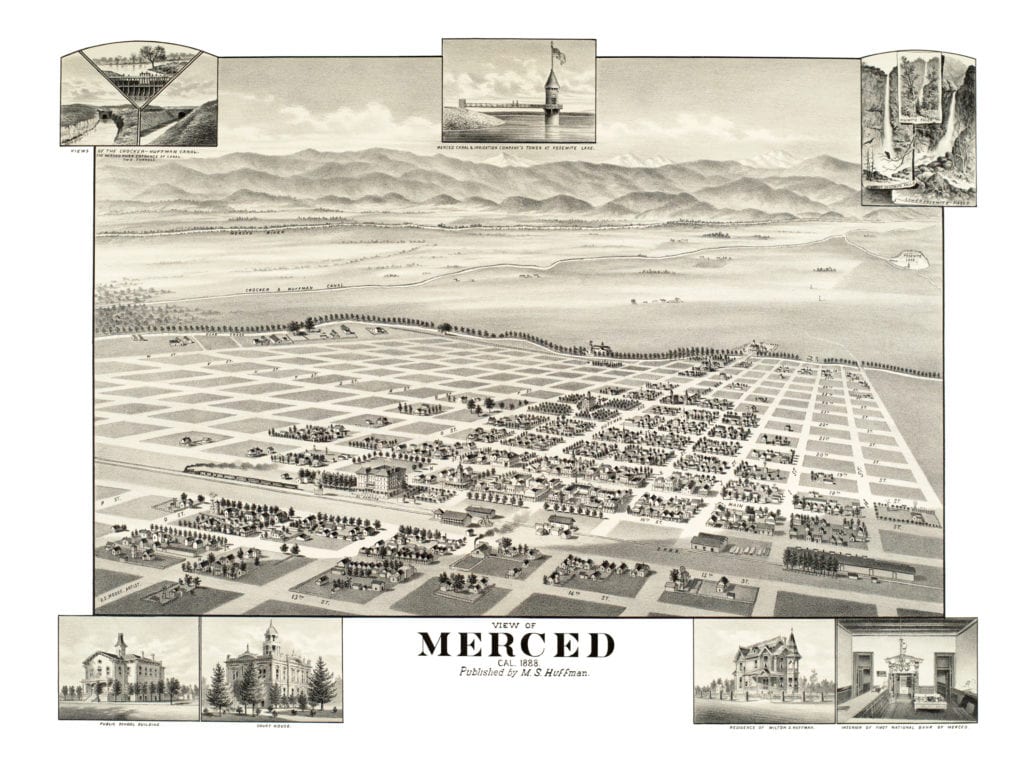 Restored map of Merced, California from 1888