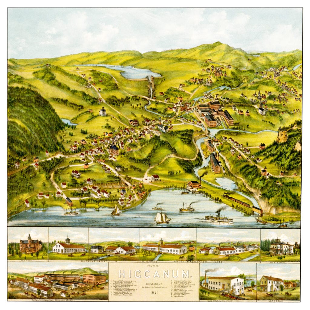 Restored map of Higganum, CT from 1881
