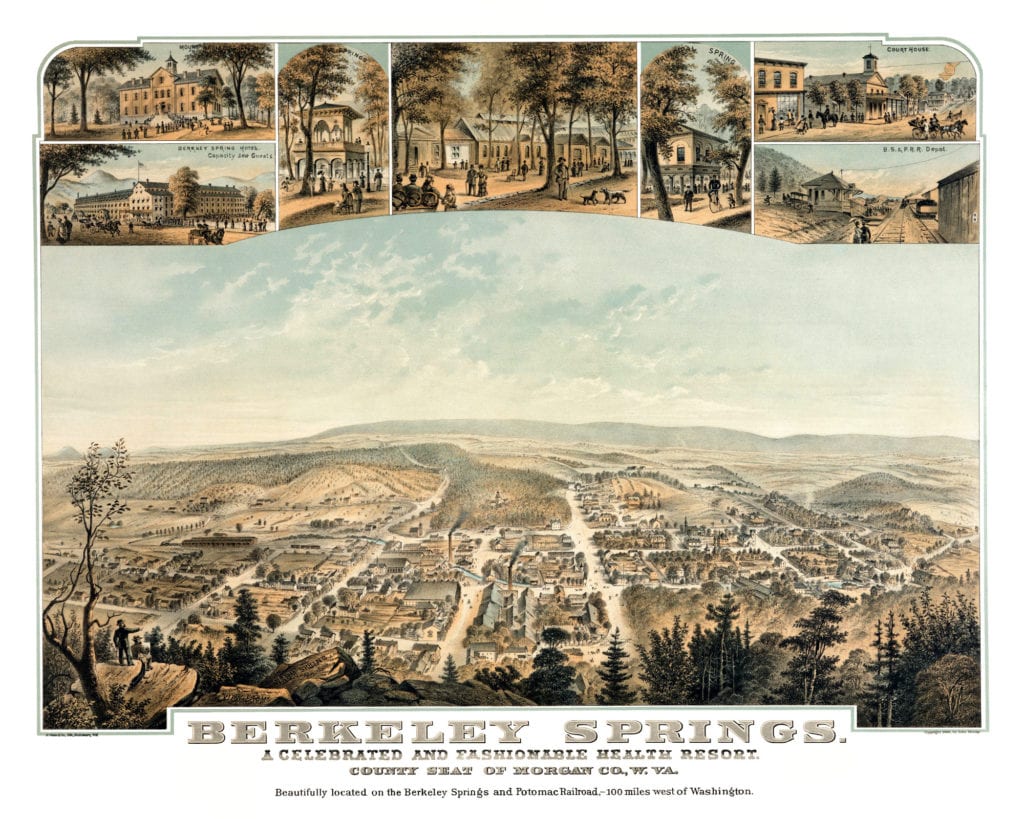 Restored map of Berkeley Springs, West Virginia from 1889