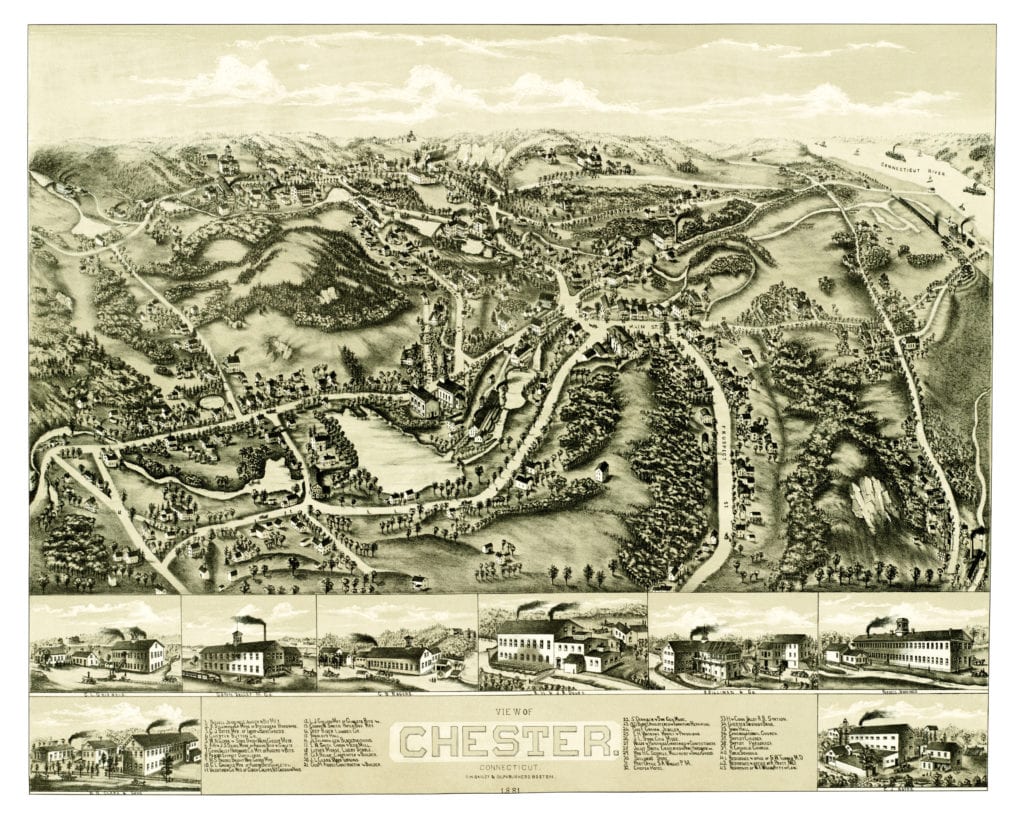 Bird's eye view of Chester, Connecticut from 1881