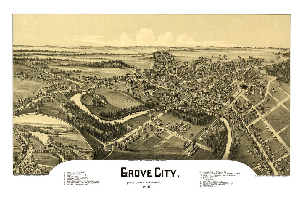 Historic map of Grove City, Pennsylvania from 1901