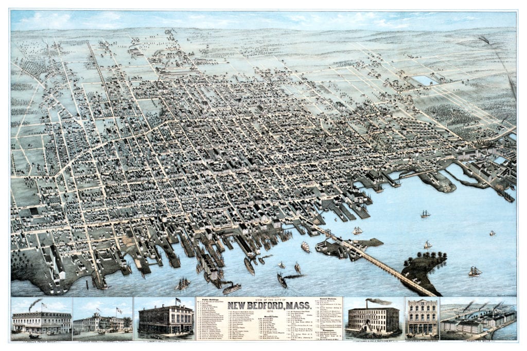 Stunning old map of New Bedford, MA from 1876