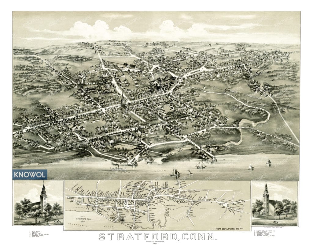Historic map of Stratford, Connecticut from 1882