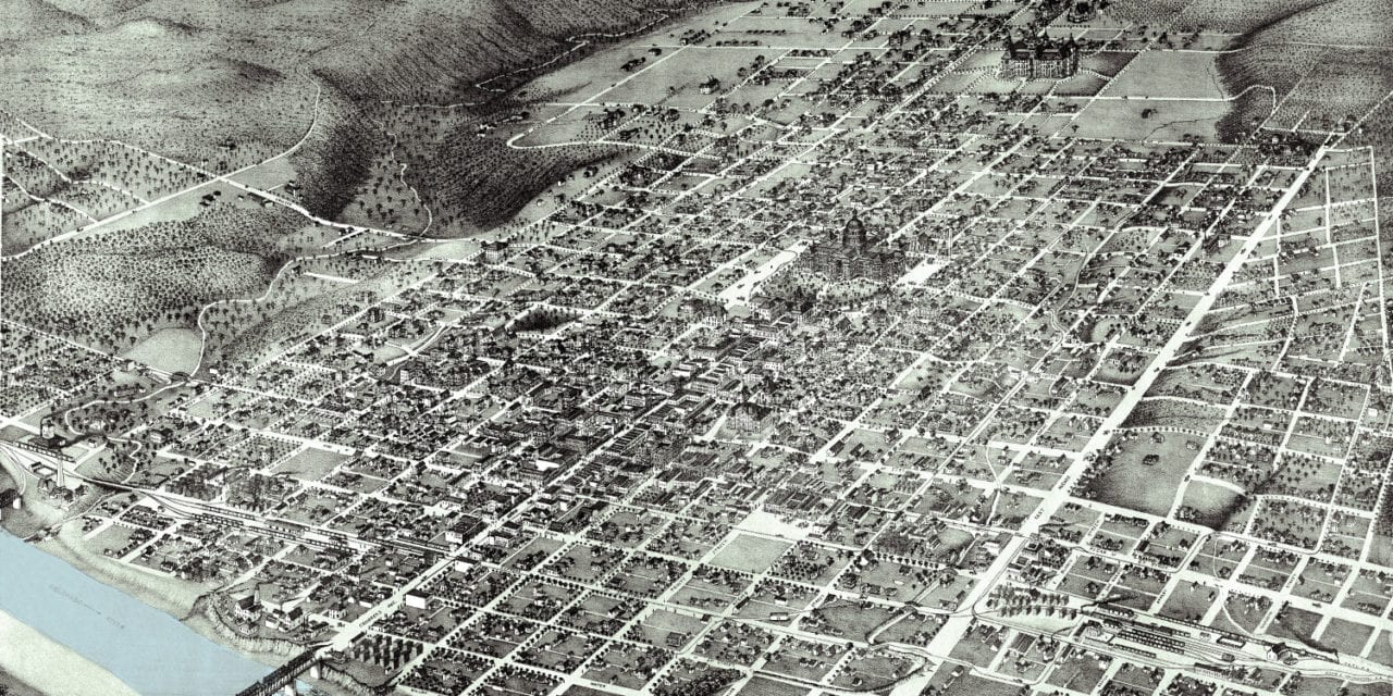 Historic Bird’s Eye View of Austin, Texas in 1887