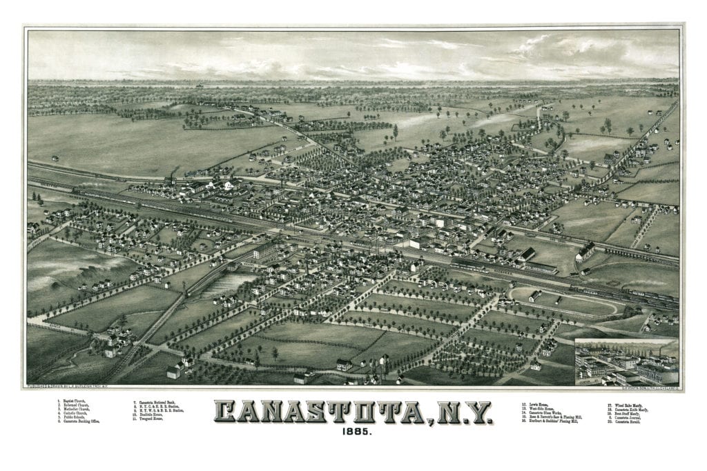 Restored map of Canastota, New York from 1885