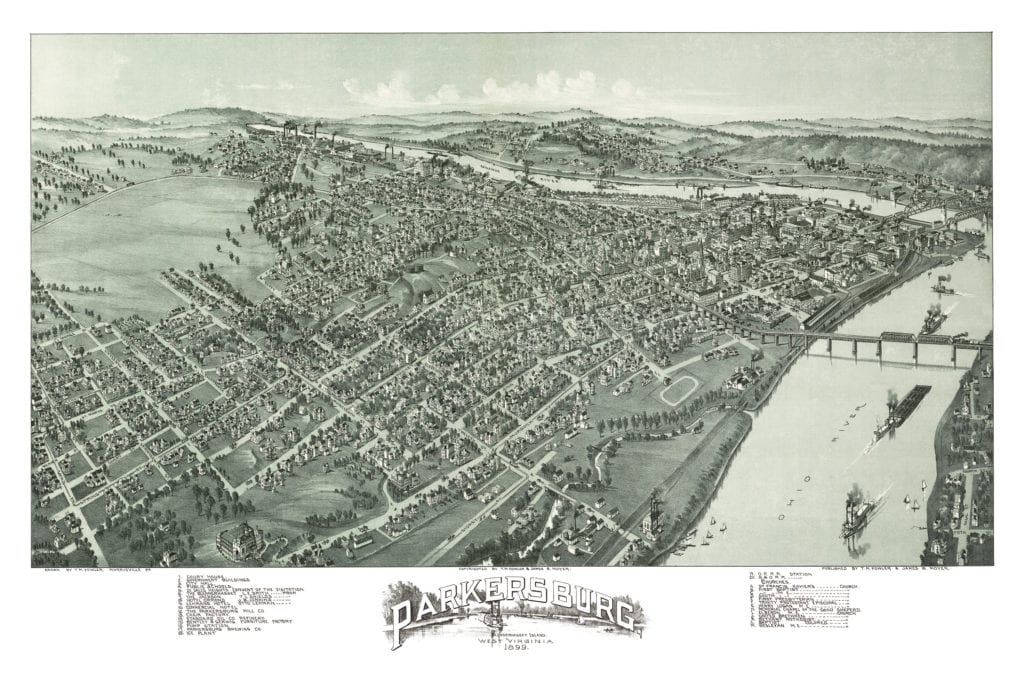 Historic map of Parkersburg, West Virginia from 1899