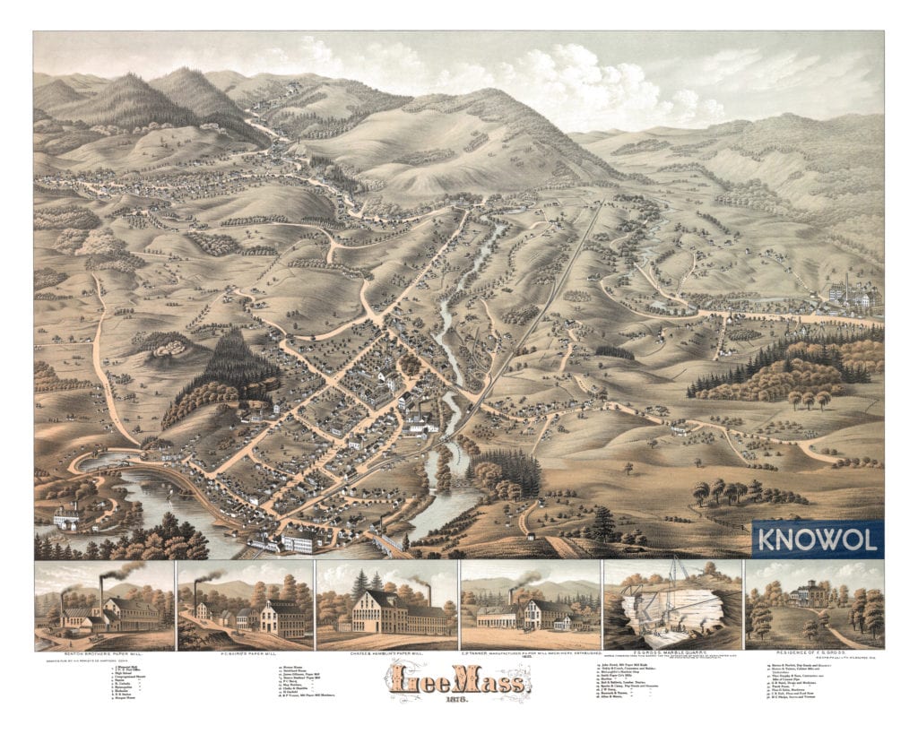 Historic map of Lee, Massachusetts from 1878