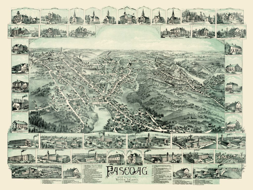 Restored map of Pascoag, Rhode Island from 1895