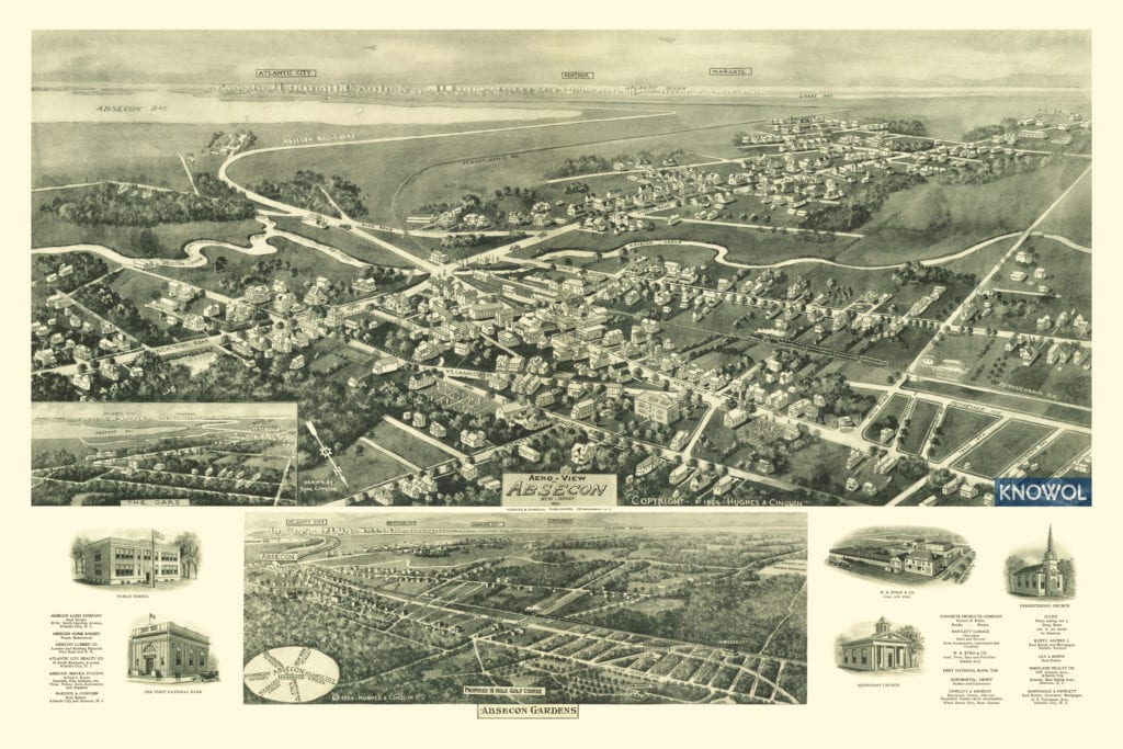 Restored map of Absecon, New Jersey in 1924