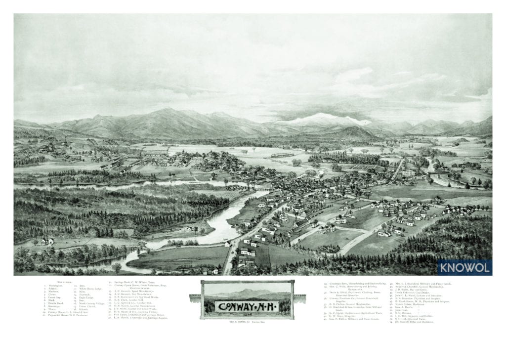 Restored map of Conway, New Hampshire from 1896