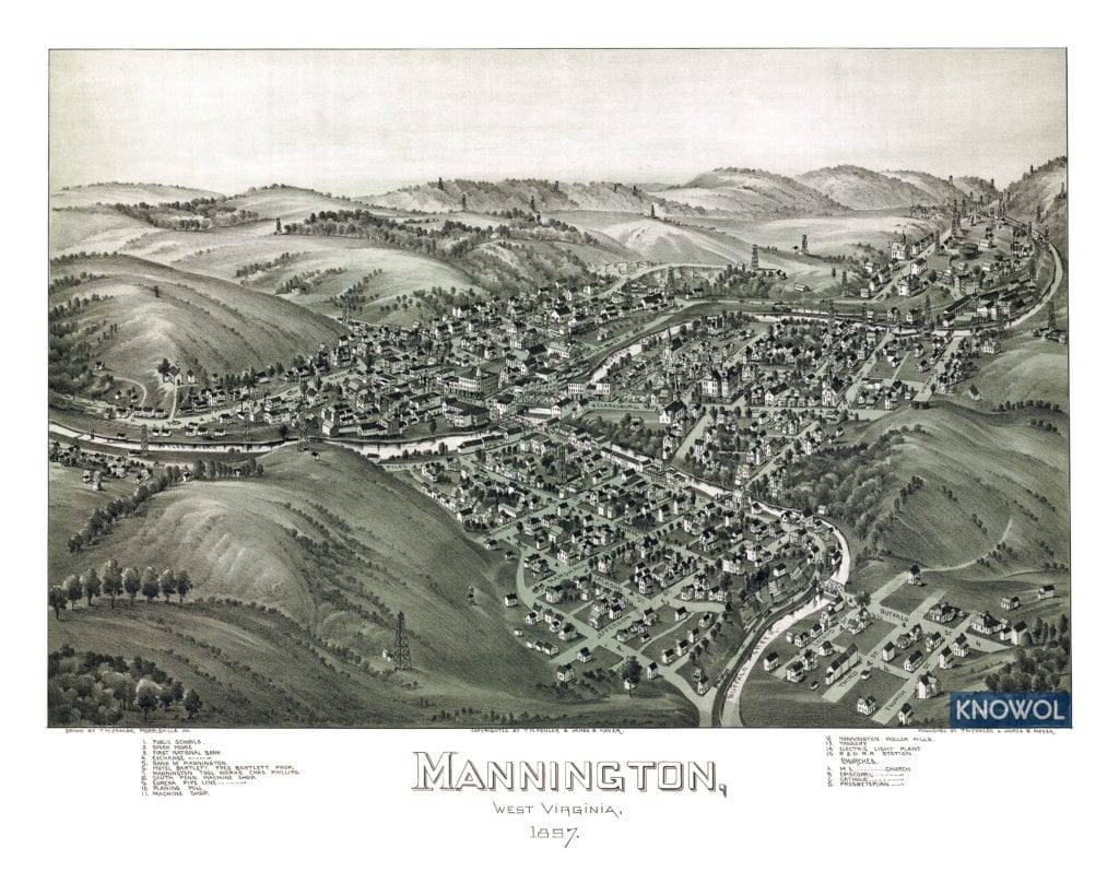 Restored map of Mannington, WV from 1897