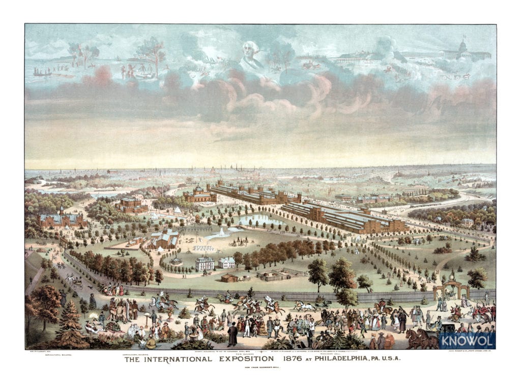 Historic bird's eye view of the Philadelphia World's Fair of 1876