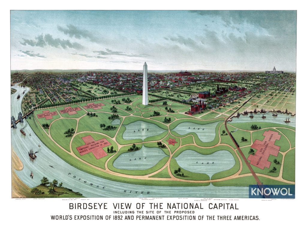 Historic map of Washington D.C.'s proposed World's Fair of 1892