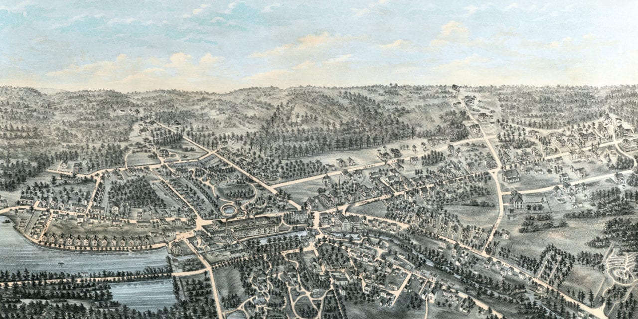 Beautifully detailed map of Whitinsville, Massachusetts from 1879